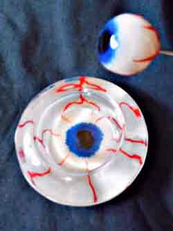 Blue eyeball poker and matching set glass dipper dobber dish bowl, CustomPokersAndMore