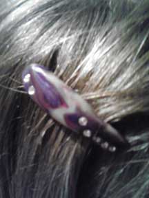 Marbled Barrette W/Stones, one of a kind, hand made in usa, CustomPokersAndMore