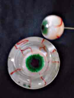Green eyeball poker and matching set glass dipper dobber dish bowl, CustomPokersAndMore